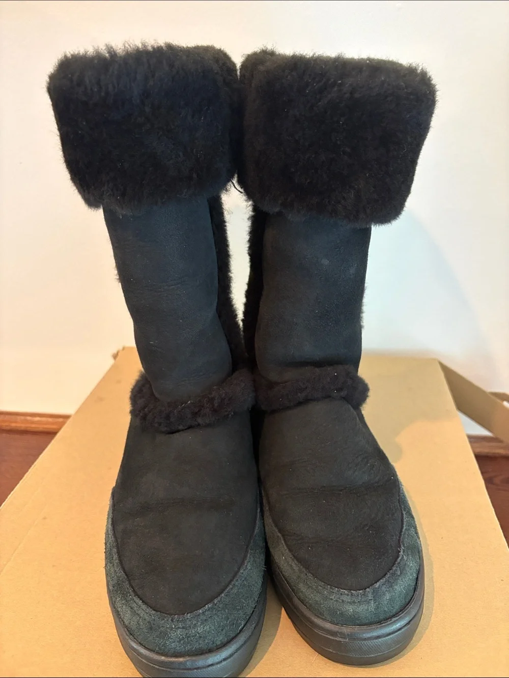 UGG Black Women's Tall Shearling-Trim Winter Boots